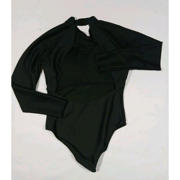 J. Crew Active Ribbed Long Sleeve One Piece Swimsuit Size 12 Black Rashguard - Picture 6 of 9